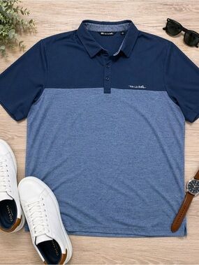 TravisMathew Colorblock Polo Shirt Blue Performance Golf XXL